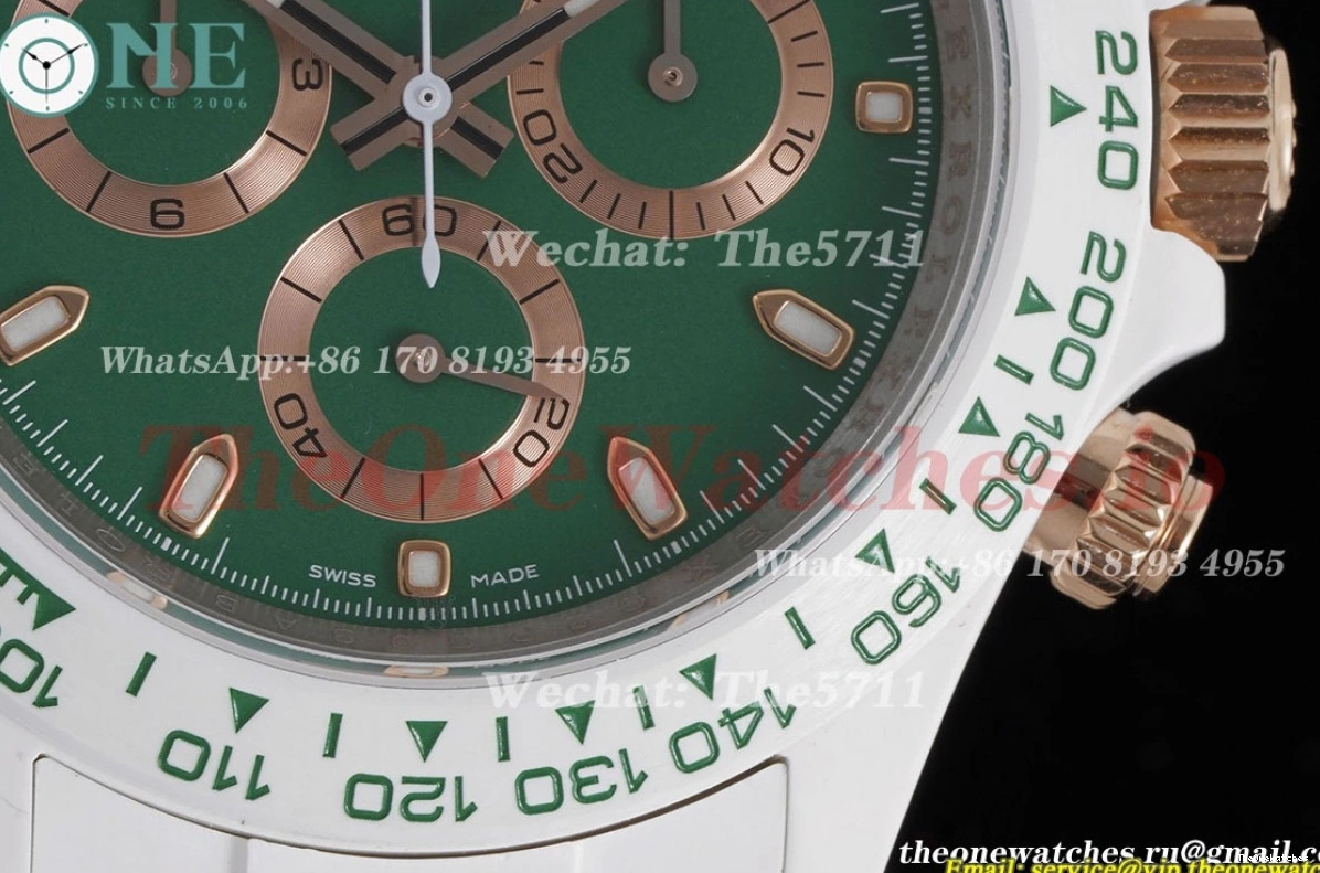 Daytona 40mm Rolex Green Dial SA4130 Cer Cer - AET AETF 0511